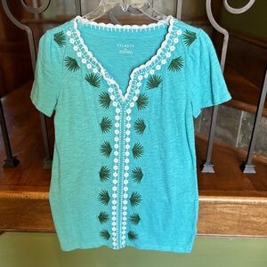 Talbot's turquoise shirt
